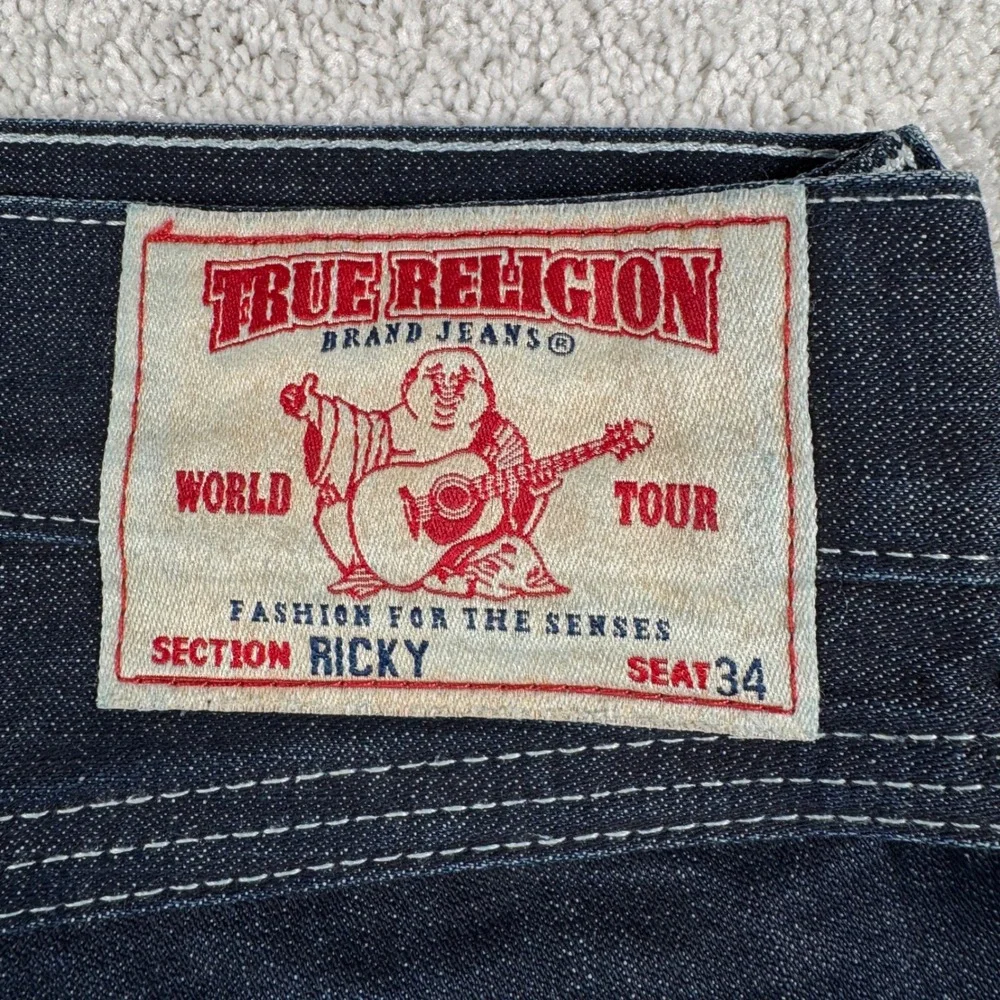 True Religion Ricky Jeans Mens 40 Dark Wash Denim Straight Leg Made in USA 40X35